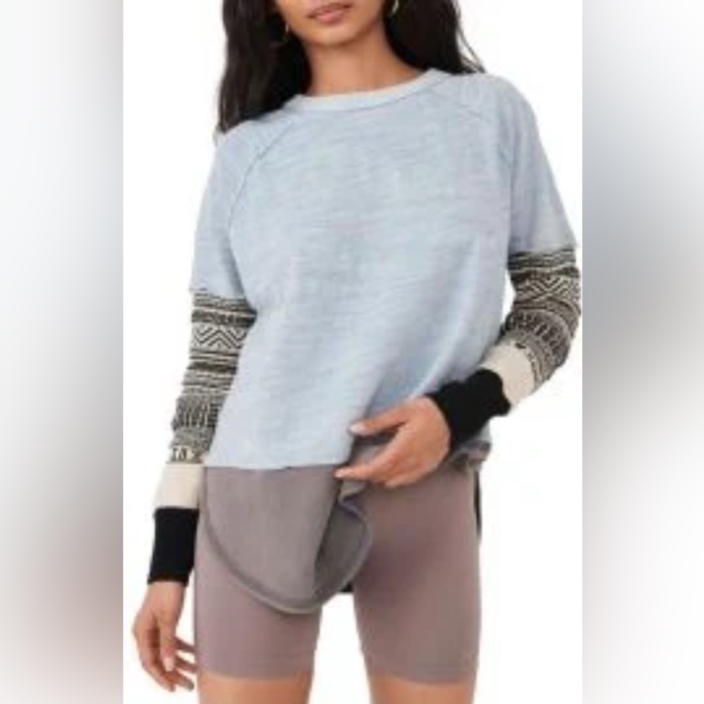 Free People Jordan Mix Knit T-Shirt in Cold Weather Combo Colorblock Size M